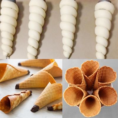 6Pcs/set Stainless Steel Spiral Croissants Molds Conical Tube Cone Roll Moulds Cream Horn Baking Pastry Tool Icing Piping Nozzle