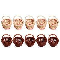 10Pcs Basket Mini Woven Baskets with Handles Plant Pots Containers Sundries Makeup Organizer for Tiny Baskets Photo Prop