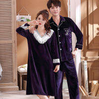 FZSLCYIYI Pajama suit Velour Pajamas Sets Couple Wram Family Pijama Lover Night Men Pajamas Women Nightdress Casual Homewear