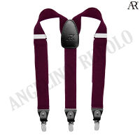 ANGELINO RUFOLO Suspenders(สายเอี๊ยม) 3.5 CM. รูปทรงYแบบปรับความยาวได้ คุณภาพเยี่ยม ดีไซน์ Beehive สีไวน์/สีน้ำตาลเข้ม/สีเทาอ่อน/สีเทาเข้ม