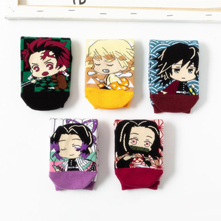 Girl Kamado Tanjirou Kimetsu No Yaiba Middle Tube Cartoon Cosplay Sock