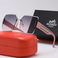 New Fashion Sunglasses HermesˉClassic Big Frame Square Mens and Womens Sunglasses Street Photography Travel Anti-Glare Glasses