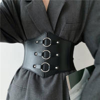 2021HATCYGGO Womens Belt Wide Corset Belt Elastic Plus Size Belts Fashion Stretch Cummerbunds Female Gothic Leather Waist Belt 2021