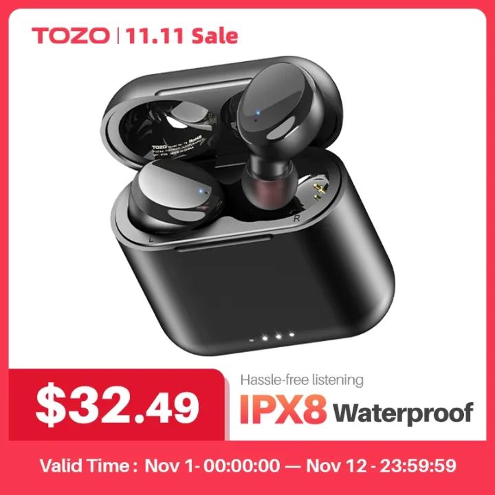 TOZO T6 Bluetooth Earphones Wireless Headphones Powerful Deep Sound