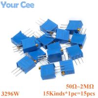 15pcs=15kinds*1pc 3296W 3296 50 100 200 500 1K 2K 5K 10K 20K 50K 100K 200K 500K 1M 2M ohm 101 Trimpot Trimmer Potentiometer Kit