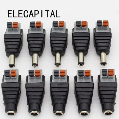 5pcs DC Male +5 pcs DC Female connector 2.1*5.5mm DC Power Jack Adapter Plug Connector for 3528/5050/5730 single color led strip Watering Systems Gard