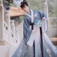 Hanfu Women Chinese Traditional 2023 Stage Dance Dress Female Fairy Cosplay Costume Hanfu Blue Red Elegant Princess Outfits