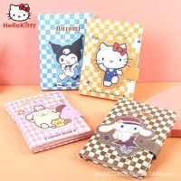 ❀卐 Hello Kitty B6 Checkerboard Hand Account Book Anime Cartoon Notebook Sanrio Magnetic Button Book Student Portable Notepad Gift