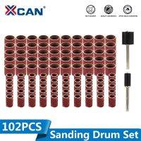 XCAN 80# Sanding Bands 102pcs/Set 1/4 1/2 Inch Sanding Drum Set With 3.175mm Shank Mandrels For Dremel Tools Accessories