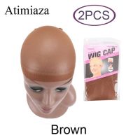 Atimiaza วิกผมไนลอนสำหรับทำหมวกวิกสีน้ำตาลหมวกวิกตาข่ายสีดำหมวกวิกวิกผมตาข่ายสำหรับผู้หญิงวิกผมคอสเพลย์ฮาโลวีน