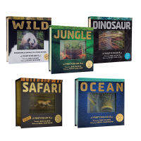 English original genuine light and film and television vision book series 3D moving three-dimensional book 5 picture books ocean / Jungle / polar / Safari / wild / Dinosaur marine grassland jungle polar wildlife Dinosaurs