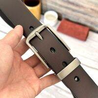 Mens Copper Buckle Waist Lead Layer Cowhide European American Vintage Hand-Made Old Needle Buckle Waistband