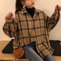 ULIYOU Spring Autumn Street Blouse Shirts Vintage Oversized Plaid Fleece Tunic Shirt for Women Casual Korean Tops