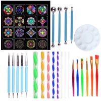 40pcsset Mandala Dotting Pen Tools Set for DIY Painting Rock Stone with Stencils Template Brush Paint Tray