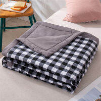 Summer Washed Cotton Quilt Fashion Plaid Print Bedspread Bed Cover Air Condition Comforter Soft Breathable Blanket Bed Quilt