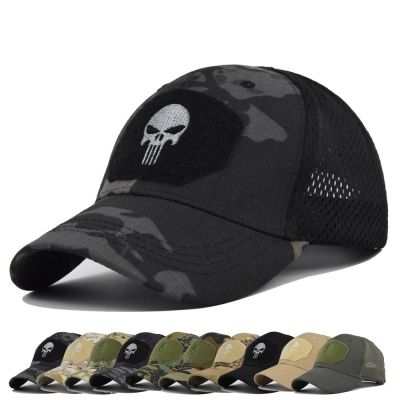 Tactical Military Baseball Caps Multicolor Camouflage Breathable Sun Visor Mesh Outdoor Hunting Hiking Skeleton Snapback Hat
