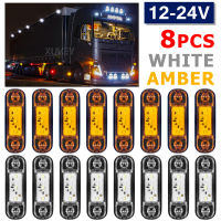 8ชิ้น LED รถบรรทุกไฟเลี้ยวด้านข้าง12โวลต์-24โวลต์สีเหลืองอำพันสีขาวตัวบ่งชี้รถบรรทุกรถพ่วง UTE เลี้ยวด้านข้างด้านหน้าตำแหน่งโปรโมชั่นโคมไฟ