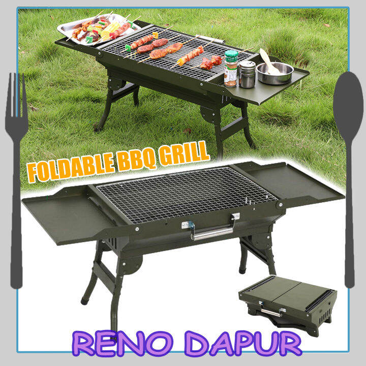STAINLESS STEEL FOLDABLE BBQ STAND Portable Foldable Outdoor BBQ Grill