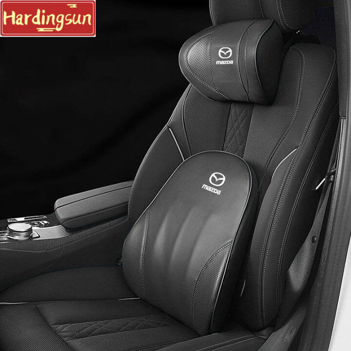 Hardingsun Car Pillow Head Rest Leather Lumbar Pillow Auto Headrest