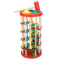 Colorful Wooden Tower Toy With Hammer Knock Ball Ladder Toys Inligence Development Educational Toys For Kids Children Gift
