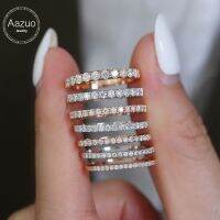 Aazuo 18Kgold Diamonddesign Clasic แหวนลายเส้นสำหรับผู้หญิง