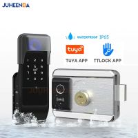 【YF】 Waterproof Tuya Wifi Smart Door Lock Digital Password Double-sided Fingerprint Electronic Rim For Outdoor Iron Gate
