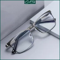 Anti Blue Reading Glasses Men Business Stainless Steel Frame Presbyopia Glasses with Grade + 100 +150 +200 +250 +300 +350 +400 PTQ