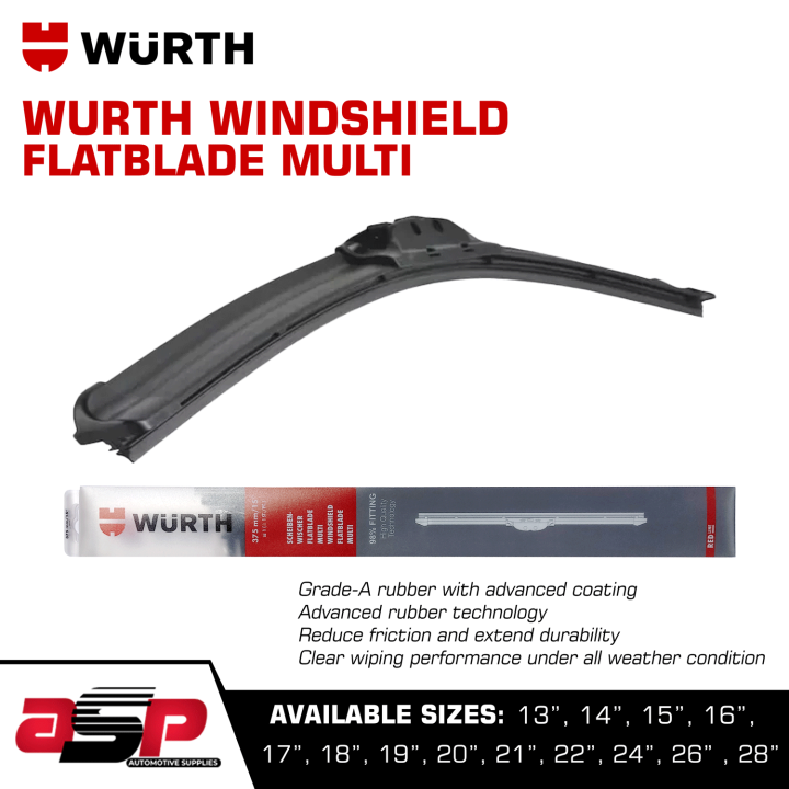 WURTH Windscreen WIPER BLADE Flat Blade Multi REDLINE Lazada PH