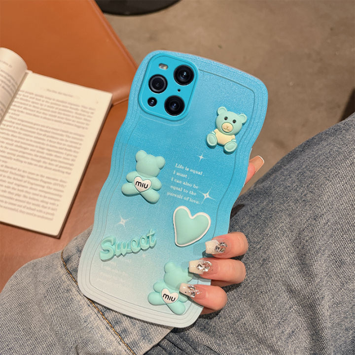 เคสนิ่ม-tpu-3มิติสำหรับออปโป้ไฟนด์-x3เคสออปโป้ไฟนด์แฟชั่น-x3ไล่ระดับสีระดับพรีเมียมเคสโทรศัพท์หัวใจหมี3d-ความรักเคสป้องกัน