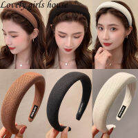 【♡Lovely girls house♡】ที่รัดผมฝรั่งเศสย้อนยุคสำหรับผู้หญิงสีหวานเข้มเกาหลีขอบกว้างผ้าฟองน้ำห่วงรัดผม