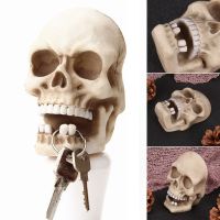 Halloween Skeleton Key Holder Realistic Human Skull Decor Bobbin Winder Wall Hanging Charging Cables Store Wall Hanger