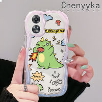 เคส Chenyyka สำหรับ OPPO A58 5G A58X 5G A78 5G A1X 5G A55 5G A98 5G F23 5G A1 5G เคสลายการ์ตูนไดโนเสาร์สีเขียวน่ารักขอบเนื้อครีมคลื่นเคสโทรศัพท์โปร่งใสมีในสต็อกเคสซิลิโคนอ่อนชัดเจนกันกระแทกสำหรับเด็กผู้ชายและเด็กผู้หญิง