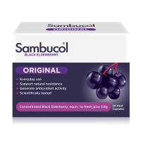 Sambucol Black Elderberry Original 24 capsules แซมบูคอล แบล็ค เอลเดอร์เบอรี่ สูตรออริจินัล ชนิดแคปซูล 1 กล่อง 24 แคปซูล