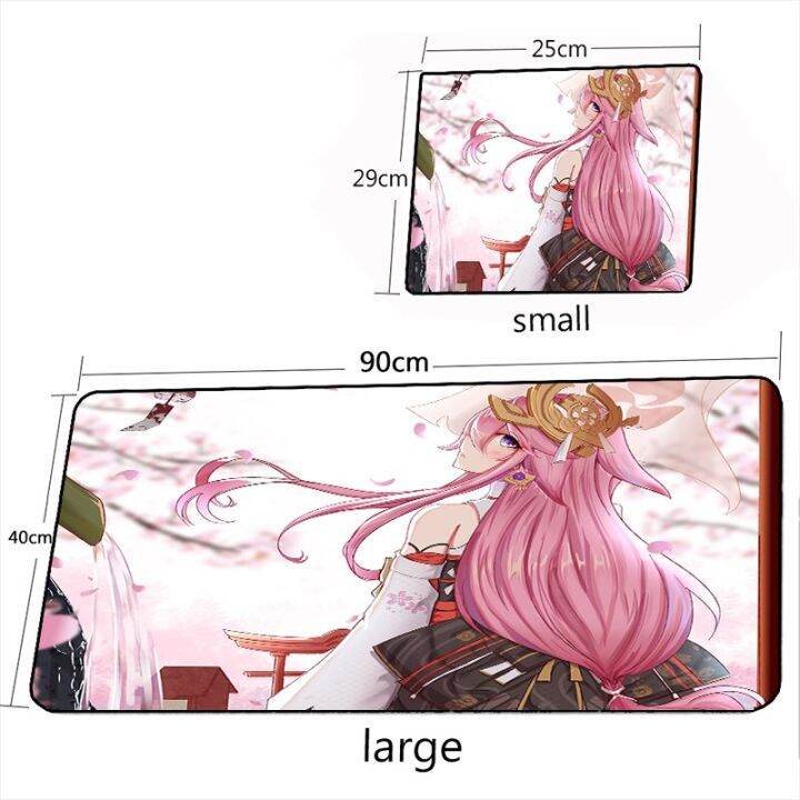 kawaii-yae-miko-mousepad-mouse-pad-gamer-carpet-rug-pink-mousepads-genshin-impact-large-xxl-gaming-accessories-keyboard-desk-mat