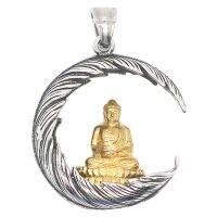 Unisex 316L Stainless Steel Buddha Vintage Protect Lucky Pendant Free Chain