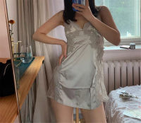 y Lingerie Suspender Nightdress Simulation Lace Girls Home Pajamas Woman  New Thin Show White Gray Sleep Tops Women