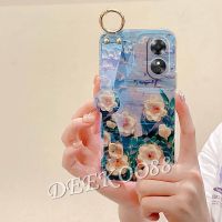 เคสโทรศัพท์มือถือสำหรับ OPPO A18 A58 A78 OPPOA18 4G OPPOA38 OPPOA58เคสสมาร์ทโฟนแวววาวแวววาวพร้อมด้วยสายรัดข้อมือ TPU Softcase ดอกไม้ฝาหลังเด็กผู้หญิง