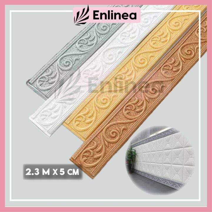 2.3m x 5cm 3D Wall Skirting Border SelfAdhesive Stickers Edging Strip