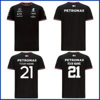 Most popular racing clothes Mercedes AMG Petronas F1 2021 Team T-Shirt - Black 2021 For AMG Petronas Motorsport F1 Team Racing GP Mens Team line Breathable Casual Short Sleeve T-Shirt Summer Car Fan Jerseys