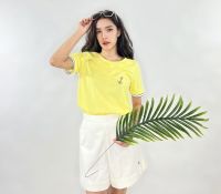 PORTLAND เสื้อยืดลายจุดปักสมอ สีเหลือง / Short Sleeve with Polka Dot Print (Yellow)