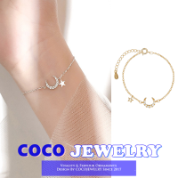 COCOJEWELRY สร้อยข้อมือแฟนสาวชุบเงินเซอร์โคเนียสร้อยข้อมือดวงจันทร์ดาวโรแมนติกผู้หญิงของขวัญวันเกิดหญิง