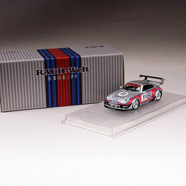 รถแข่งของเล่น-pors-rwb-martini-silver-diecast-supercar-สำหรับเด็กหญิงเด็กชายพร้อมกล่องแสดงผล-cm-โมเดล1-64