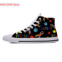 Autism Awareness jigsaw puzzle New Arrive Fashion Lightweight High Top Canvas Shoes Men Women Casual Breathable Sneakers