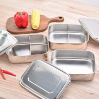 ┇▦◘ 1 Grid /2 Grid/3 Grid Specifications Stainless Steel Square Bento Lunch Box Food Container Storage Dinnerware Portable Lunch Box