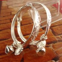 925 Silver Plated Baby Bangle celet Anklet Child Kids Gift With Bells Random