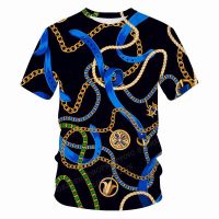 แฟชั่นเสื้อยืดผู้ชาย3D CHAIN Series Boy hip hop TOP Tees PLUS ขนาดเสื้อผ้า CHAIN Series Tees