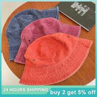 [hot]Vintage Denim Bucket Hat Outdoor Sunscreen Cap Solid Color Solid Sun Hat Spring And Summer Fishermans Hat Fashion Round Hat