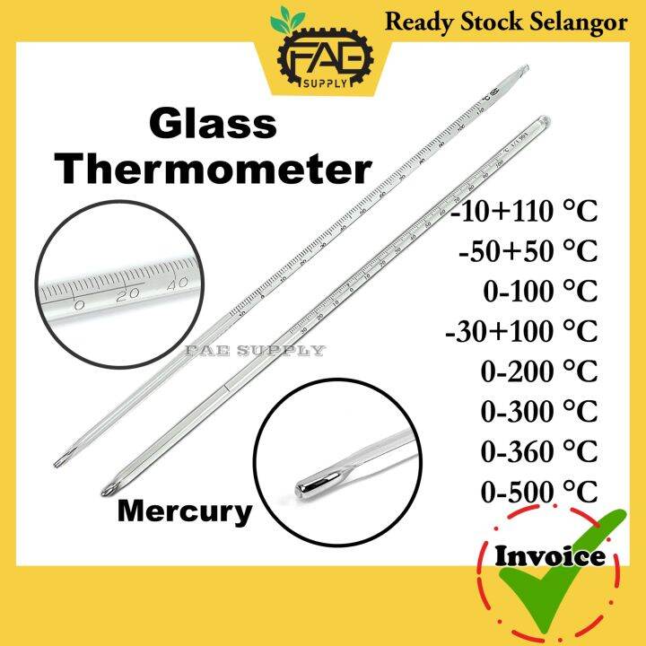 Glass thermometer 0100 degree Celsius Mercury School Experiment