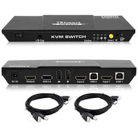 TESmart HDMI 4K 60Hz Ultra HD 2x1 HDMI KVM Switch 3840x2160 60Hz 4:4:4 with 2 Pcs 5ft KVM Cables Supports USB 2.0 Devices Control up to 2 Computers/Servers/DVR (Black)