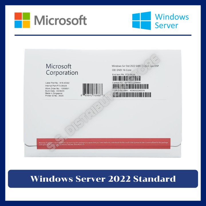 Windows Server 2022 Standard 64 Bit Oem P73 08328 Th 7258